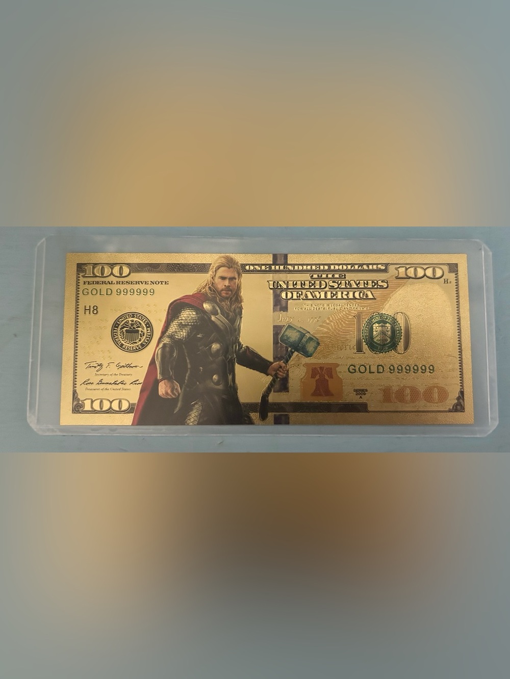 Thor $100 14K Gold Plated Collectible Fake $100